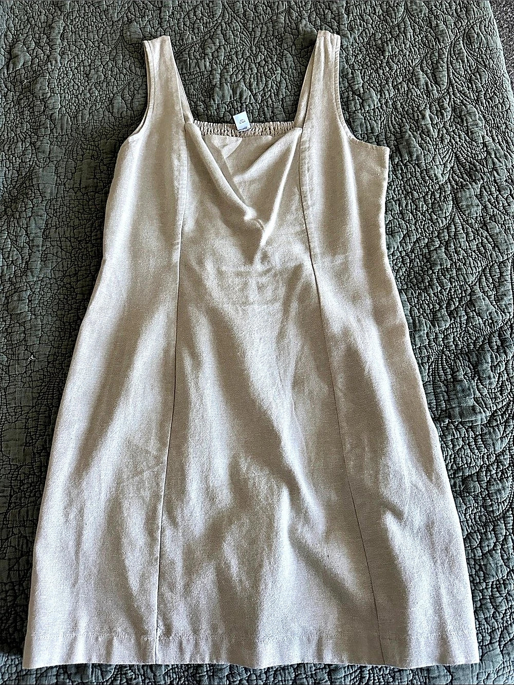 Old Navy Square-Neck Linen-Blend Mini Dress Beige Medium